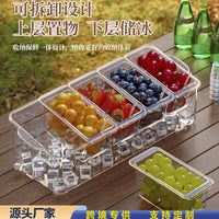 跨境水果沙拉盒带叉子便携式保鲜盒野餐分格冷冻盒家用冰箱收纳盒