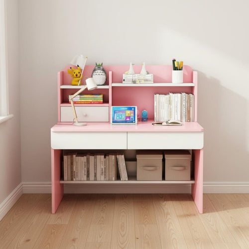 1 Piece Children Study Desk with Hutch Kids Desk and Chair Set Children Activity Table Homework Station Sturdy Artificial Board Rounded Edges Suitable for Gift Giving Home Decoration Study Room