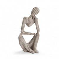 Abstract Human Statue Stone-Like Abstract Sculpture Minimalist for Console Table