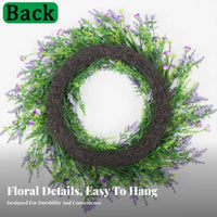 Lavender Flower Wreath Indoor Outdoor Artificial Wreath Lifelike Appearance for Fireplace Mantel