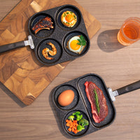 跨境锅早餐锅煎饼鸡蛋汉堡平底四孔不粘锅家用煎蛋神器肉蛋堡锅具