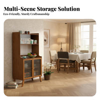 Living Room Tea Cabinet Large Capacity Dining Room Sideboard Buffet Cabinet with Glass Doors Nordic Style Storage for Homeowners Suitable for Entryway Hallway Dining Area Living Room