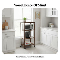 3-Tier Rolling Shelf Multi-Functional Rolling baker's Rack adaptable Use With casters for Home Cooks, Dining Room, Bar Area
