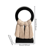 Metal Hoop Ornament with Tassels Minimalist Tabletop Ornament Black and Beige