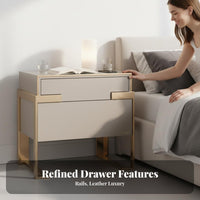 2-Drawer Bedside Table Luxury Design 2-Drawer Nightstand Lacquered Finish Spacious Drawers for Apartment Dwellers, Homeowners
