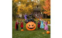 Outdoor Inflatable Black Cat and Pumpkin Bright Inflatable Cat with Pumpkin Oversized Jack-O'-Lantern Decoration Lighted for Yard