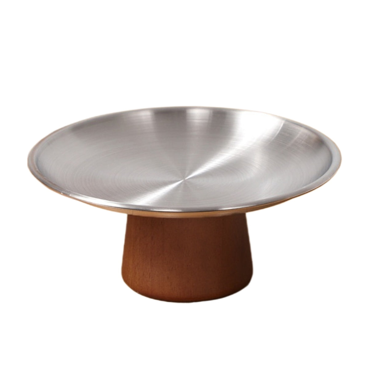 Serving Tray with Pedestal Acacia Wood Pedestal Serving Platter Round Fruit Platter for Hosts, Tea Party