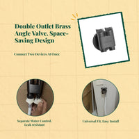 Water Flow Control Valve, Brass Double Outlet Shut-close Valve, Splitter Adapter for Washing Machine, Laundry, Kitchen Sink, Bathroom, Leak-resistant Design