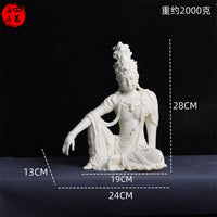 仿象牙果水月自在观音佛像中式禅意自在观世音菩萨像客厅玄关摆件