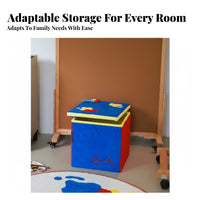 Collapsible Art-Themed Storage Cube Sturdy Construction Textile Bin Easy To