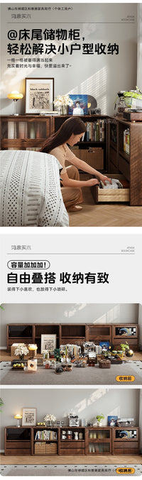 实木书柜模块化自由组合格子柜客厅电视柜靠墙一体收纳储物展示柜