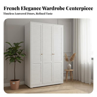 Double Door Armoire Retro Design Freestanding Wardrobe with Drawers space-efficient Size Clothes Cabinet for Children, Renters, Apartment, Guest Room, Hallway