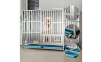 Heavy-Duty Stainless Steel Dog Crate Foldable Folding Dog Cage Rolling Kennel Secure for Indoor, Apartment
