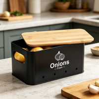 Modern Simple Style Metal Vegetable Storage Box Set for Kitchen, Breathable for Potatoes, Onions, Garlic