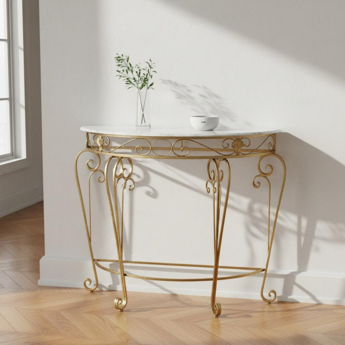 Iron Console Table Decorative Scrollwork for Corridor
