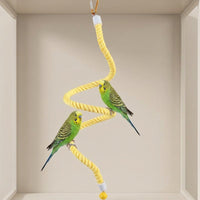 Climbing Rope Parrot Toy, Bendable Bird Swing and Climbing Ladder for Cage, Budgie Toy with Hook and Screw Swivel Attachment