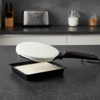 600 W Electric Pancake Pan Black Non-Stick Pancake Pan Long Handle Electric Crepe Appliance Hanging Hole