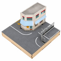Street-Scene Model with Base Realistic 1/64 Scale Diorama Cityscape Scale Model Building for Display Shelves