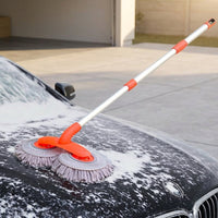Cleaning Brush for Car Exterior Cleaning with Extendable Handle, Car Cleaning Brush with Two Soft Brush Mop Heads, Washing Brush for SUV, Mop