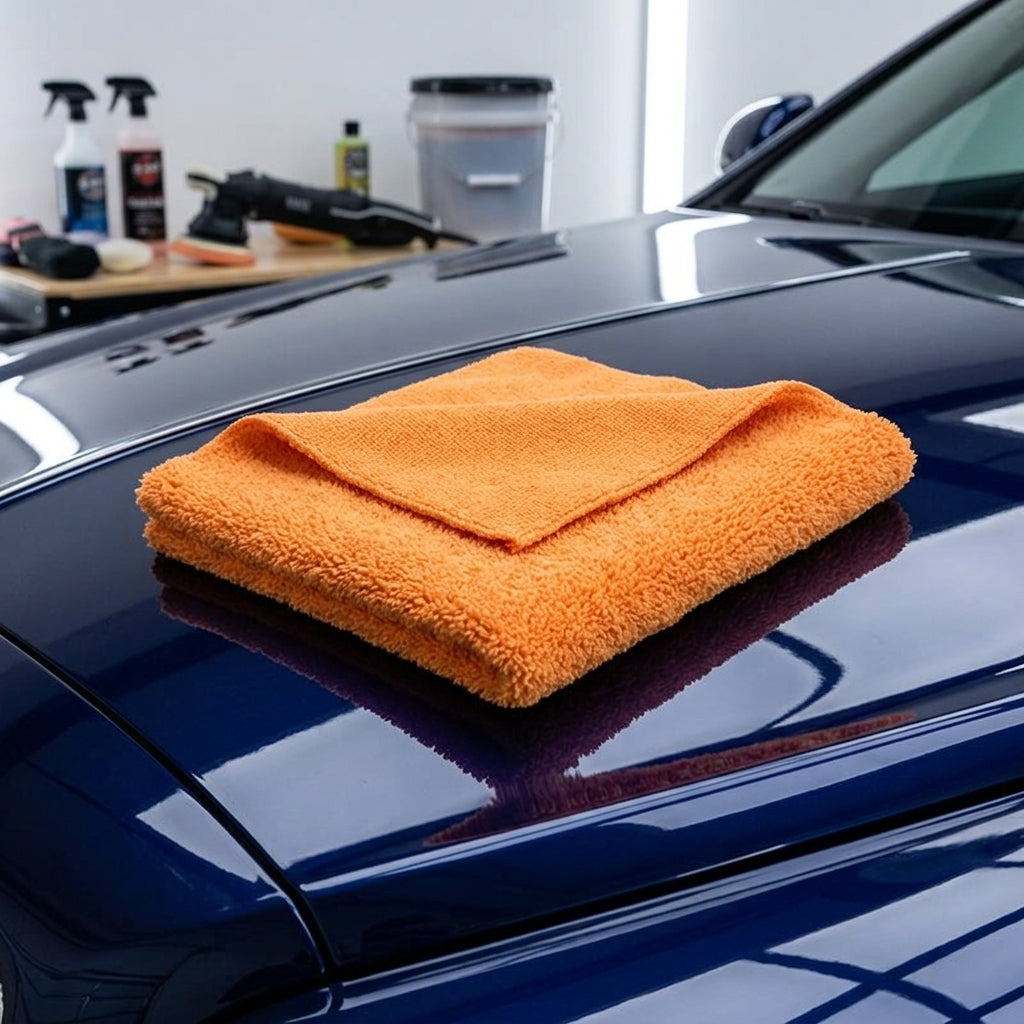 High Low Pile Microfibre Cloth Car Drying Towel, 40cm x 40cm Microfibre Cloth, 32-Ply Combed Yarn Spiral Knit for Waxing and Ceramic Coating