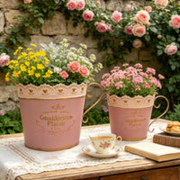 2 Pieces French Design Flower Pot Multi-Purpose Lace Border Planter