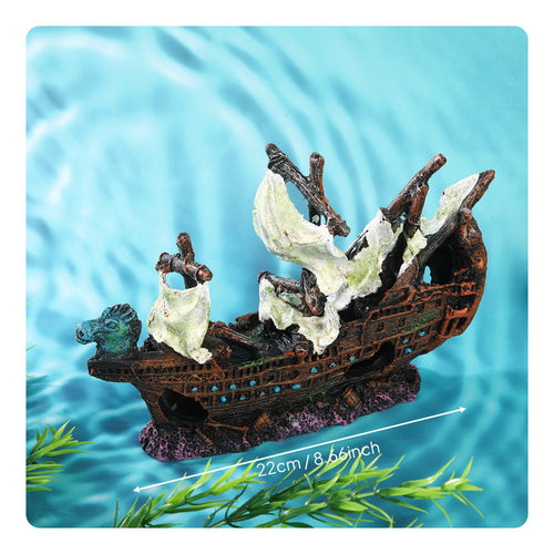 Aquatic Aquarium Sailboat Wreck Realistic Design Aquarium Shipwreck Hideout