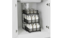 Multi Layer Pull out Organizer Shelf Space Saving Pull out Drawer Organizer Sturdy Metal Sliding Storage Drawer Stable for Kitchen Cabinet, Pantry
