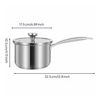 316 Stainless Steel Pot Thickened Lidded Milk Pan Induction Compatible Single Handle Pot for Infant Meals Prep