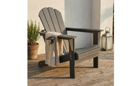 Folding Adirondack Chair Cup Holder Foldable Patio Lounge Chair Garden Furniture Wide Armrests Wood-Grain for Backyard