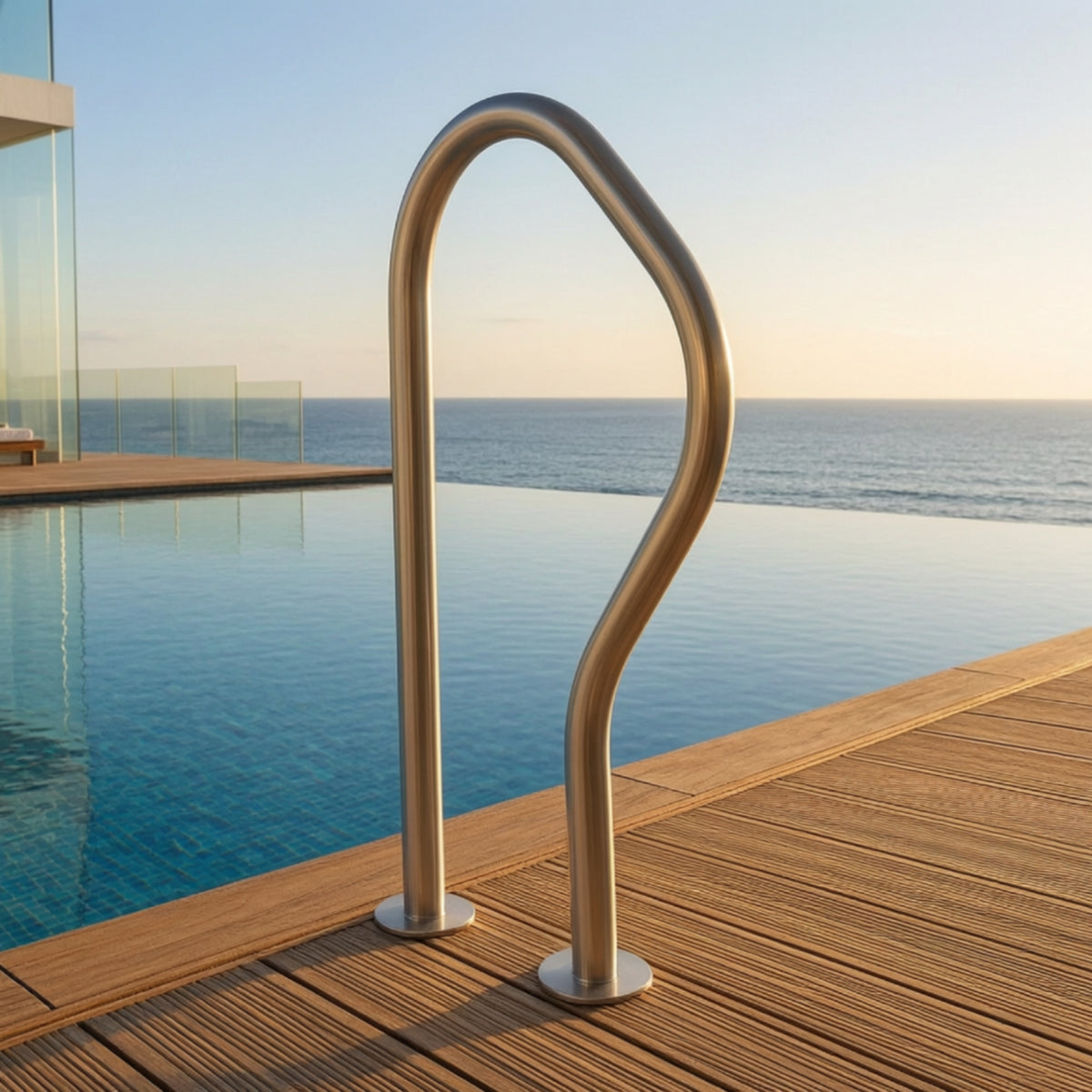 Swimming Pool Handrail Stainless Steel Pool Handrail with Base Plate Rustproof Hardware for Homeowners, Backyard