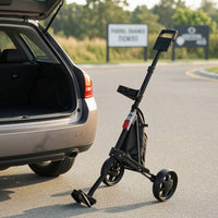 2-Wheel Golf Push Trolley Compact Golf Push Cart Trunk Friendly Smooth Rolling for Golfers