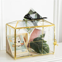Wedding Card Box Decorative Transparent Card Box Gold Frame for Birthday, Brides