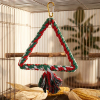 Parrot Toys with Arch Perch, Solid Wood Budgie and Cockatiel Toys with Bells, Lovebird Climbing Rope Toys for Parakeet and Cockatiel