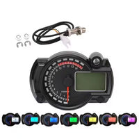 Universal Motorcycle Digital Speedometer Odometer Tachometer 7-Color Waterproof