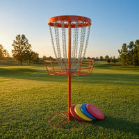 Outdoor Disc Golf Basket with Chains All-Metal Portable Disc Golf Target Heavy Duty Freestanding for Athletes, Backyard, Park