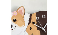 Corgi Wall Clock Cartoon Canine Wall Clock Decorative for Kids, Nursery, Bedroom