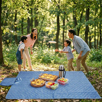 Portable Picnic Mat with Storage Bag, Oxford Fabric, PVC Waterproof Layer, Blue