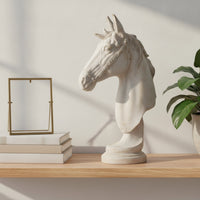 Horse Head Statue with Pedestal Distressed Horse Bust Decorative Horsehead Statue for Decorators, Collectors, Mantel