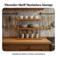 2-Tier Organizer Multi-Purpose Desktop Shelf Double tier for Homeowners