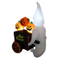Ghost with Pumpkin Cart Lighted Ghost with Pumpkins in Cart Yard Decoration Waterproof Long-Lasting for Lawn, Garden