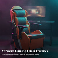 Gaming Chair with Footrest Reclining Spinerest Recliner Seat Headrest Pillow Highspine Design for Game Room, Internet Cafe