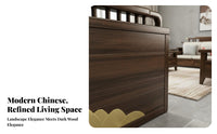 New Chinese Design Sofa Set Firm-Support Sponge Cushions Ebony Wood Sofa Combination Accent Pillows Included Solid Hardwood Furniture Room Furniture