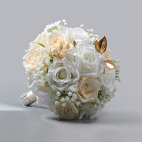 High-End Wedding Bouquet Champagne Platinum Rose Artificial Bohemian Bridal Bouquet