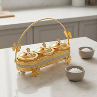 4 Pieces Gold Storage Jar Set with Lid and Spoon Decorative Seasoning Container