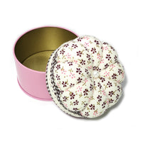 Pumpkin Pin Cushion Storage Box Handmade Crafting Tool Textile Top Sewing Tin