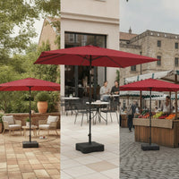 Rectangular Patio Umbrella Tilting Umbrella with Water Base Adjustable Height for Garden, Balcony, Market Stall