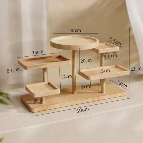 Multi-Tier Wooden Display Stand Sturdy Construction Wooden Step Shelf Multifunctional Stepped Collectible Riser for Collectors