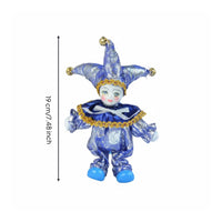 Cloth Doll Ornament Collectible Harlequin Figure Colorful Costume Clown Figurine for Desktop