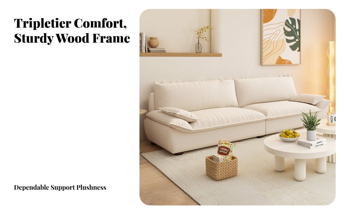 Italian design aesthetic Three-Seater Sailboat Sofa Minimalist Design 3-Seater Settee Small Space suitable for Living Room Couch Comfortable paddinging for Apartment Residents, Families, Homeowners, Lounge Area
