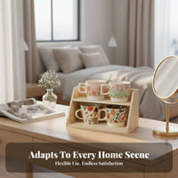 Tiered Wooden Shelf Multifunctional Stepped Display Riser Space-Saving